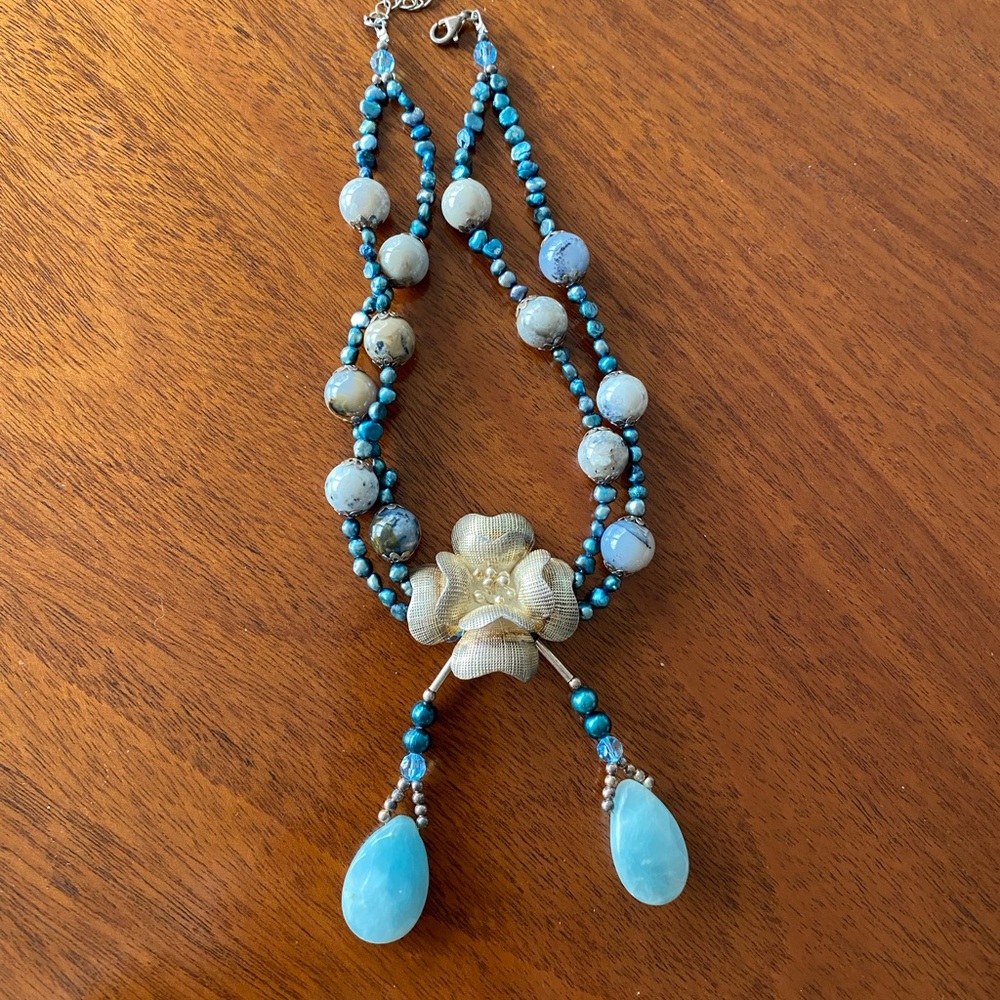 Beautiful blue beaded necklace